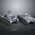 Military Tanks 3D Models With Tracked Design And Turret On Reflective Surface