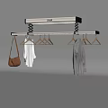 Modern Hanging Clothes Rack System with Wooden Hangers and Hanging Garments and Bag