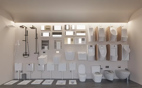 Toilet urinal bathroom small pieces 3d model