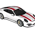White Sports Car With Red Stripes Sleek Design And Alloy Wheels