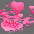 Romantic Photo Spot with Pink Heart Decorations 3D Letters and I Love You