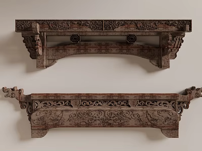Traditional Chinese Wooden Carved Decorative Components With Intricate Patterns And Designs 3d model