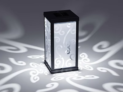 Square Solar Outdoor Light With Patterned Glass Panels Creating Elegant Light Patterns 3d model