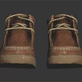 Brown Leather Ankle Boots With Lace Up Design And Light Brown Soles
