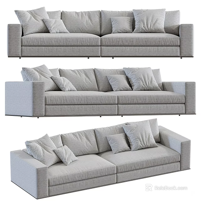 Stylish Light Gray Two Seater Sofa With Comfortable Cushions Displayed From Different Angles 3d model