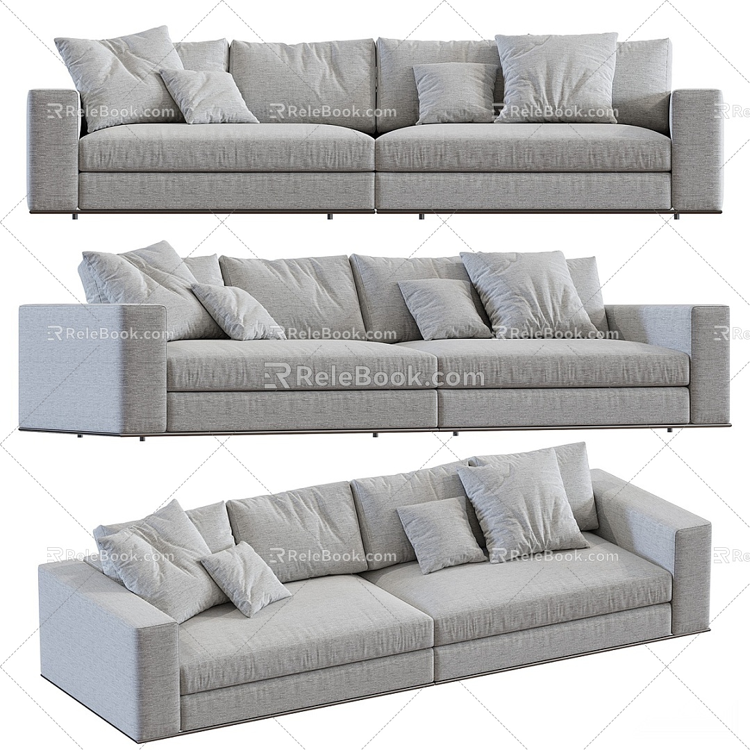 Modern Multiplayer Sofa Casual Sofa Leather Sofa Outdoor Sofa Double Sofa minotti 3d model