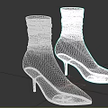 Stylish Black Ankle Boots With Stiletto Heels Pointed Toes Ruched Knit Design
