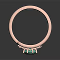 Exquisite Rose Gold Ring With Green Gemstone And Small Diamond Details