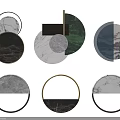 Modern Circular Wall Decor With Marble Texture And Metal Frames Various Designs 3d model