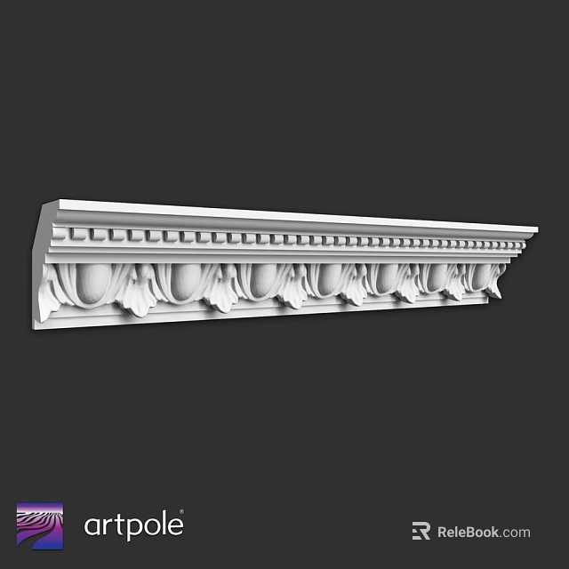 Ornate Classical Architectural Component With Carved Scrolls Dentil Molding And Intricate Patterns 3d model 