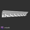 Ornate Classical Architectural Component With Carved Scrolls Dentil Molding And Intricate Patterns