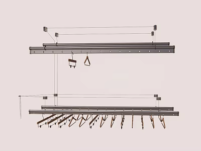 Hanging Metal Clothes Hanger With Multiple Hooks For Wardrobe Organization 3d model