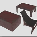 Red And Black Furniture Set With Square Storage Box Rectangular Table And Curved Back Chair