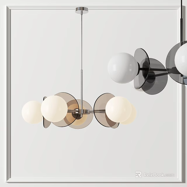 Elegant Modern Spherical Chandelier With Metal Frame And Glass Shades 3d model 
