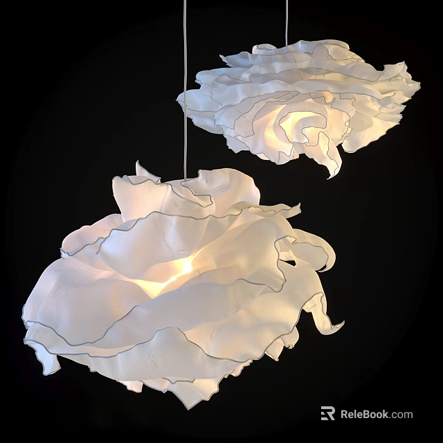 Elegant White Petal Shaped Ceiling Lights With Warm Glow Design 3d model 