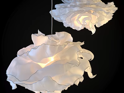 Elegant White Petal Shaped Ceiling Lights With Warm Glow Design 3d model