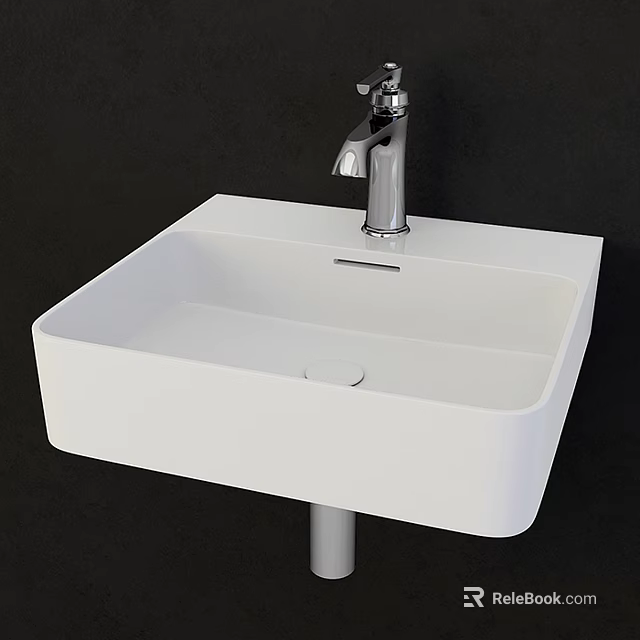Modern White Ceramic Countertop Washbasin With Sleek Silver Faucet Design 3d model 