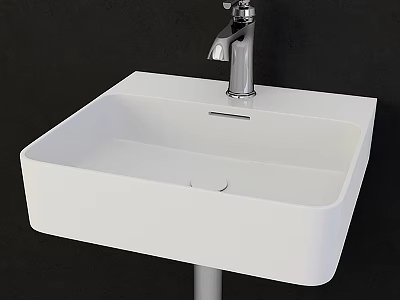 Modern White Ceramic Countertop Washbasin With Sleek Silver Faucet Design 3d model