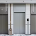 Modern Elevator Design With Three Units Marble Wall And Metal Accents In Lobby