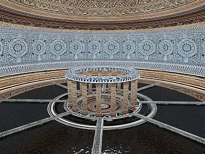 Religious Faith Sacred Architecture With Circular Structure Ornate Mosaics And Central Columns 3d model