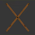 Wooden Folding Stool With Brown Fabric Seat And X Shaped Legs