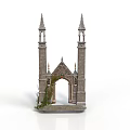 Gothic Style Building Featuring Twin Spires Arched Doorway Intricate Carvings And Climbing Vines