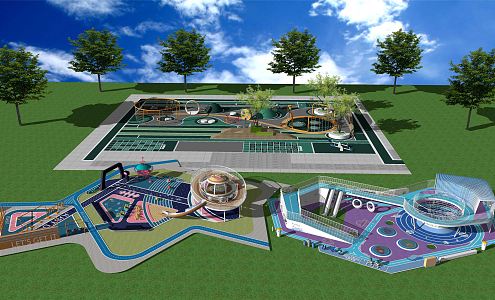 Modern Children's Play Area Children's Playground Activity Area Outdoor Outward Bound Training Site Facilities Slide 3d model