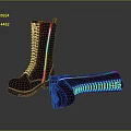 Stylish Red High Top Boots With Yellow Stitching And Dark Soles