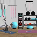 Home Gym Fitness Equipment With Resistance Bands Yoga Balls Dumbbells Yoga Mats And Balance Pads
