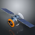 Advanced Satellite Equipment With Solar Panels Metallic Body And Orange Module Section 3d model