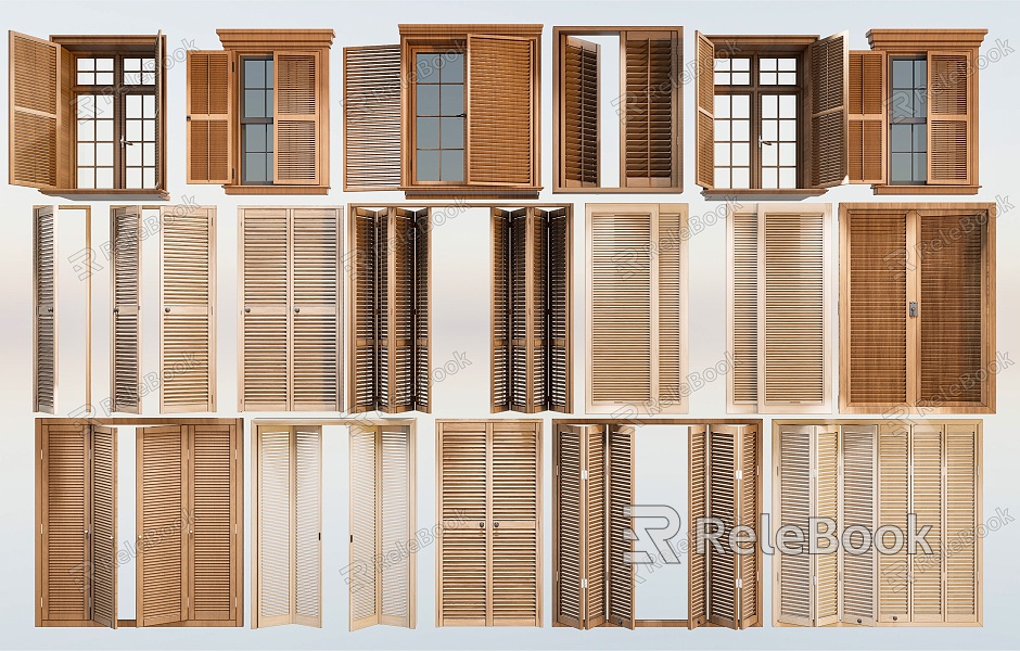 Folding Door with Ancient Style Rattan Grille Door with Ancient Style model