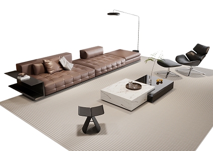 Modern Italian Sofa Coffee Table Combination Leisure Chair Side Table Floor Lamp 3d model