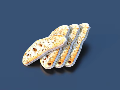 Sliced Bread With Crispy Crust Holey Texture And Golden Brown Color On Dark Background 3d model