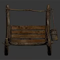 Traditional Handmade Wooden Boat With Wooden Crate And Rowing Frame On Deck