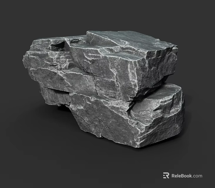 Layered Natural Rock Formation With Textured Surface And Rough Edges 3d model 
