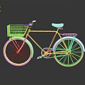 Classic Bicycle With Red Shopping Basket White Seat And White Wheels
