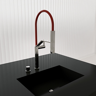 Stainless steel minimalist personality red simple kitchen bathroom basin faucet 3d model