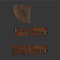 Dark Wooden Furniture Collection With Sideboard Cabinet And Decorative Trays