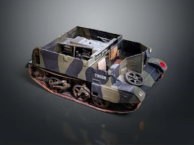 Detailed Military Tank Model With Camouflage Pattern Tracks Wheels And T3059 Number 3d model