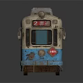 Vintage Bus With Blue Graffiti Old Metal Body Windows And Roof Vents