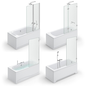 glass partition bathtub 3d model