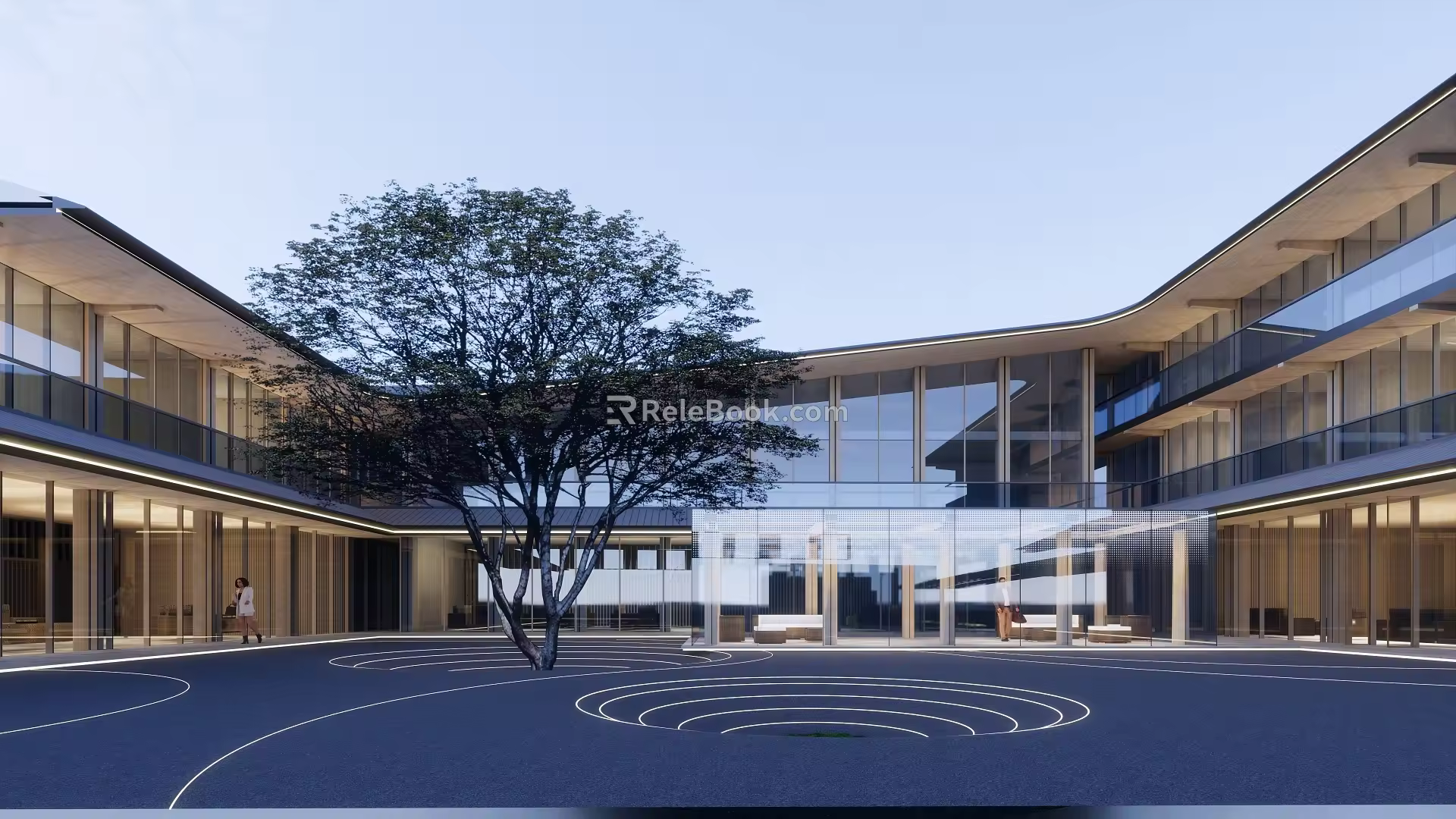 Modern Office Building Factory Building Old Factory Atrium Landscape 3d model