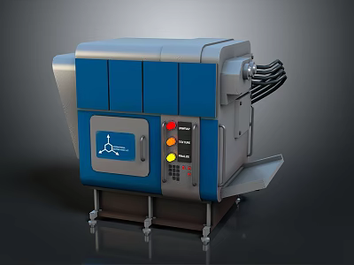 Industrial Machine With Blue Gray Exterior Control Panel And Indicator Lights 3d model