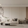 Elegant Modern Living Dining Room Interior Design With Sofa Coffee Table And Dining Chairs