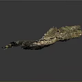Detailed 3D Mountainous Terrain Model With Lush Vegetation And Small Buildings