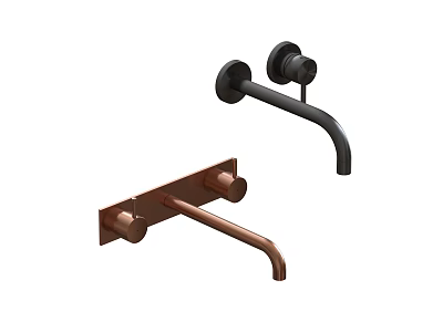 Stylish Modern Wall Mounted Black Copper Metal Faucet Design For Home 3d model