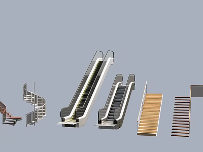 Different Types Of Modern Elevator And Escalator Designs With Staircase Combinations 3d model