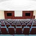 Modern Conference Room Interior With Blue Seats Neat Layout And Ceiling Lighting Design 3d model