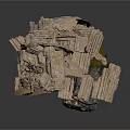 Natural Layered Rock Formation With Textured Surface And Hollow Sections