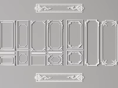 Gypsum Molding with Various Decorative Designs Ornate Patterns and Frame Shapes for Interior Decoration 3d model